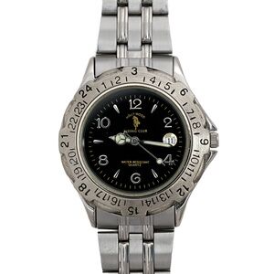 Hollywood Riding Club Black Dial Quartz Wrist Watch Men's With Box 38mm